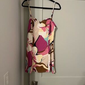 by the way. Multicolor Abstract Floral Slip Dress in Pink, Brown & Cream